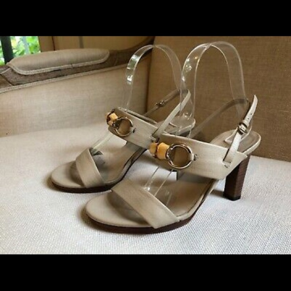 Gucci Sandals Horsebit Miss Bamboo Beige Heels US 6 EU 36